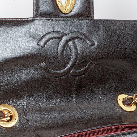 *SOLD* Chanel Vintage CC Horizontal Quilt Brown Jumbo Flap Bag - Picture 11 of 15
